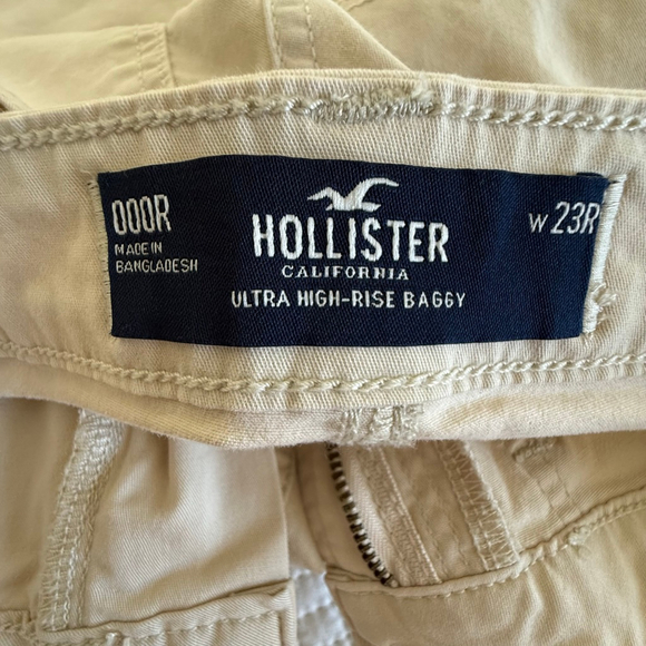Hollister Beige Ultra High-Rise Baggy Wide Leg Cargo Pants Size 23R - Picture 10 of 11